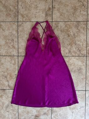 2016 Victoria's Secret Fuchsia Lace Satin Slip